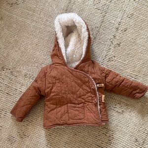Zara Brown Quilted Kids Jacket with Cream Lining